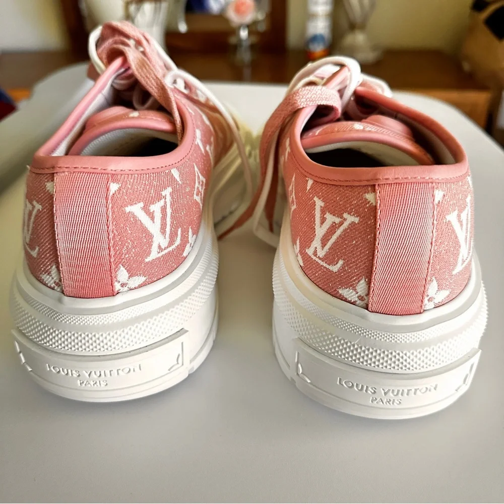 LOUIS VUITTON 
Denim Monogram Squad Sneakers Pink - Picture 8 of 14